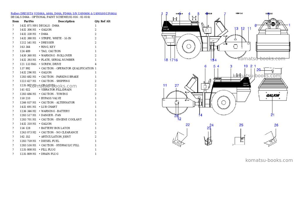 Komatsu vos66a, a66a, d66a, pd66a Parts catalog cover Page 17 Komatsu vos66a, a66a, d66a, pd66a Parts catalog cover Page 17