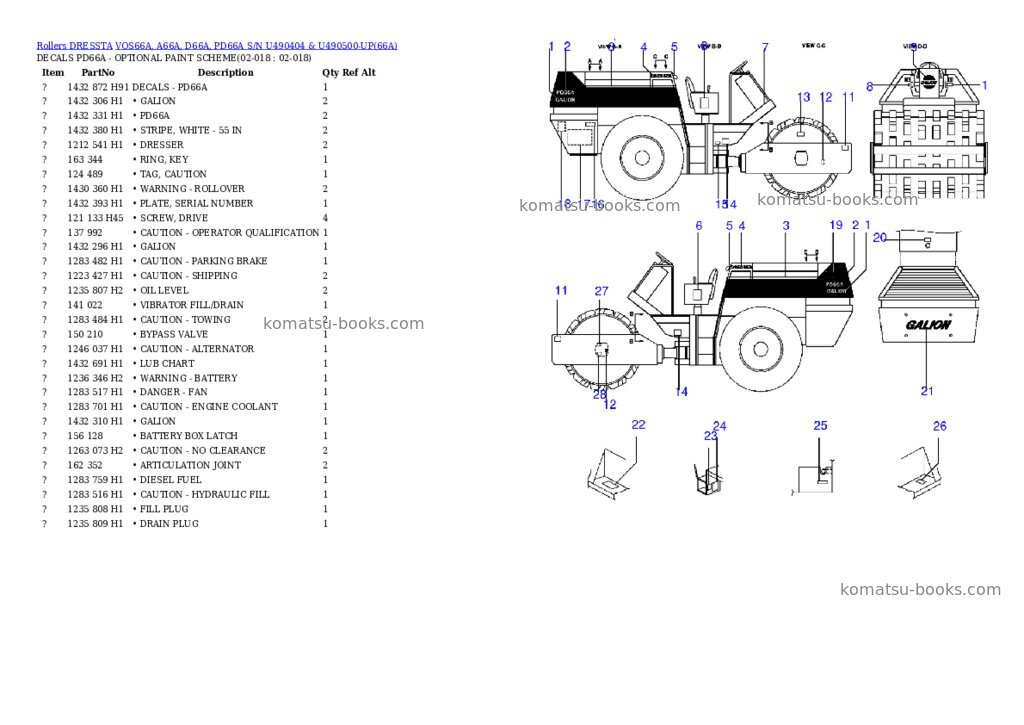 Komatsu vos66a, a66a, d66a, pd66a Parts catalog cover Page 18 Komatsu vos66a, a66a, d66a, pd66a Parts catalog cover Page 18