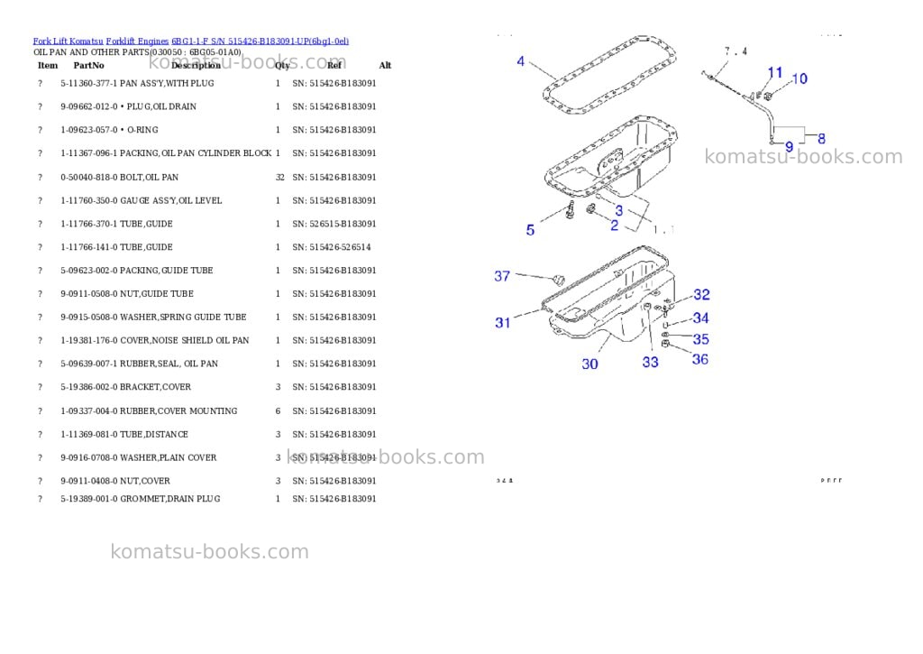 Komatsu 6bg1-1-f s/n 515426-b183091-up Parts catalog cover Page 4 Komatsu 6bg1-1-f s/n 515426-b183091-up Parts catalog cover Page 4