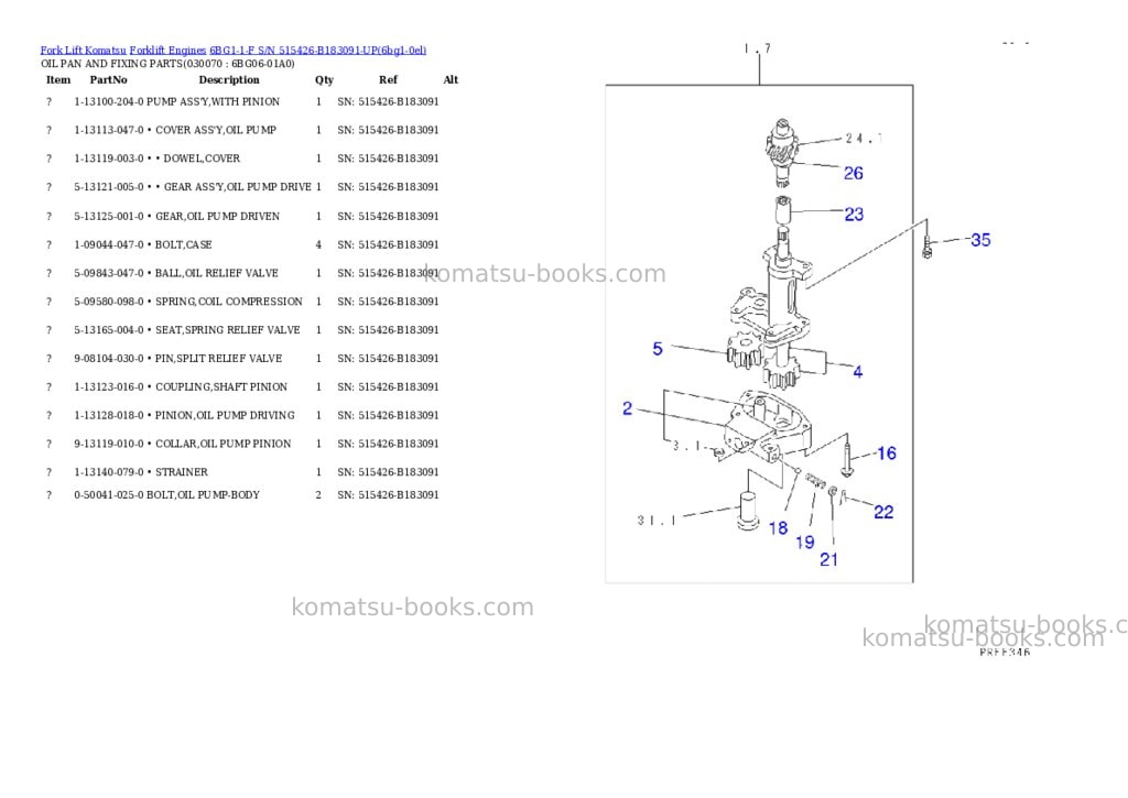 Komatsu 6bg1-1-f s/n 515426-b183091-up Parts catalog cover Page 6 Komatsu 6bg1-1-f s/n 515426-b183091-up Parts catalog cover Page 6