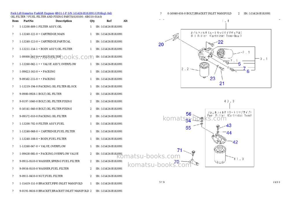 Komatsu 6bg1-1-f s/n 515426-b183091-up Parts catalog cover Page 9 Komatsu 6bg1-1-f s/n 515426-b183091-up Parts catalog cover Page 9