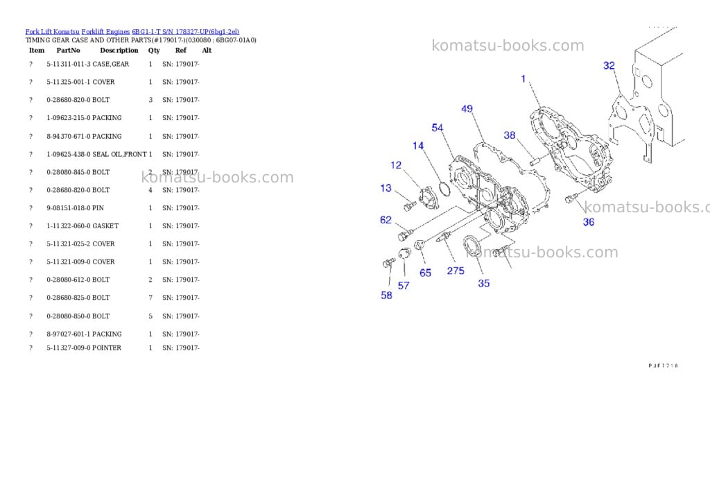 Komatsu 6bg1-1-t s/n 178327-up Parts catalog cover Page 6 Komatsu 6bg1-1-t s/n 178327-up Parts catalog cover Page 6