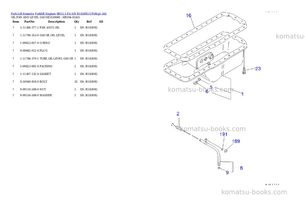 Komatsu 6bg1-1-fa s/n b183092-up Parts catalog cover Page 3 Komatsu 6bg1-1-fa s/n b183092-up Parts catalog cover Page 3
