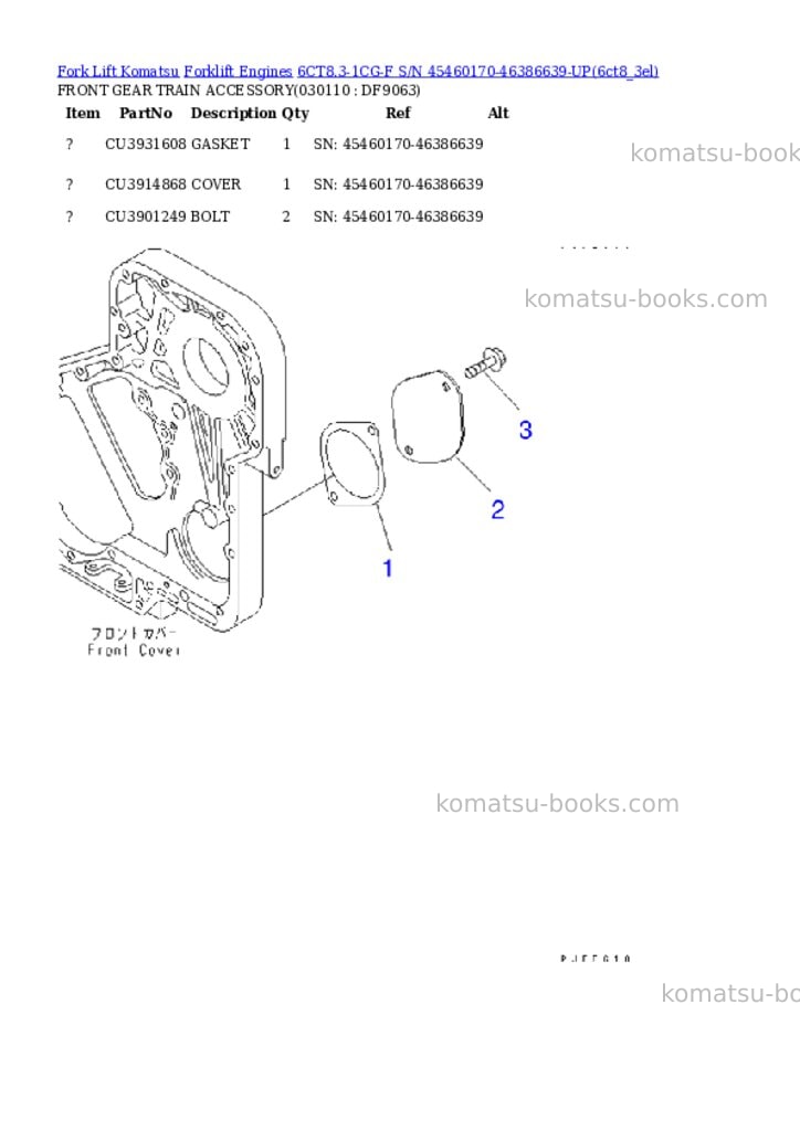 Komatsu 6ct8.3-1cg-f s/n 45460170-46386639-up Parts catalog cover Page 10 Komatsu 6ct8.3-1cg-f s/n 45460170-46386639-up Parts catalog cover Page 10