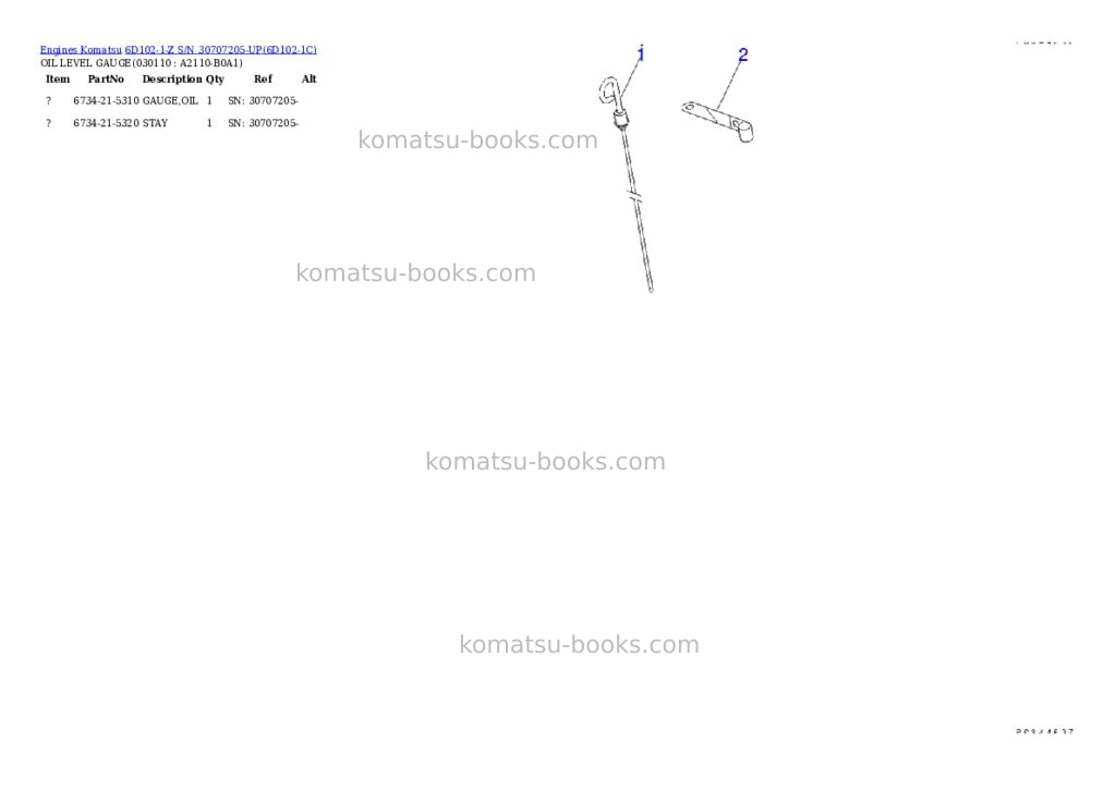 Komatsu 6d102-1-z s/n 30707205-up Parts catalog cover Page 10