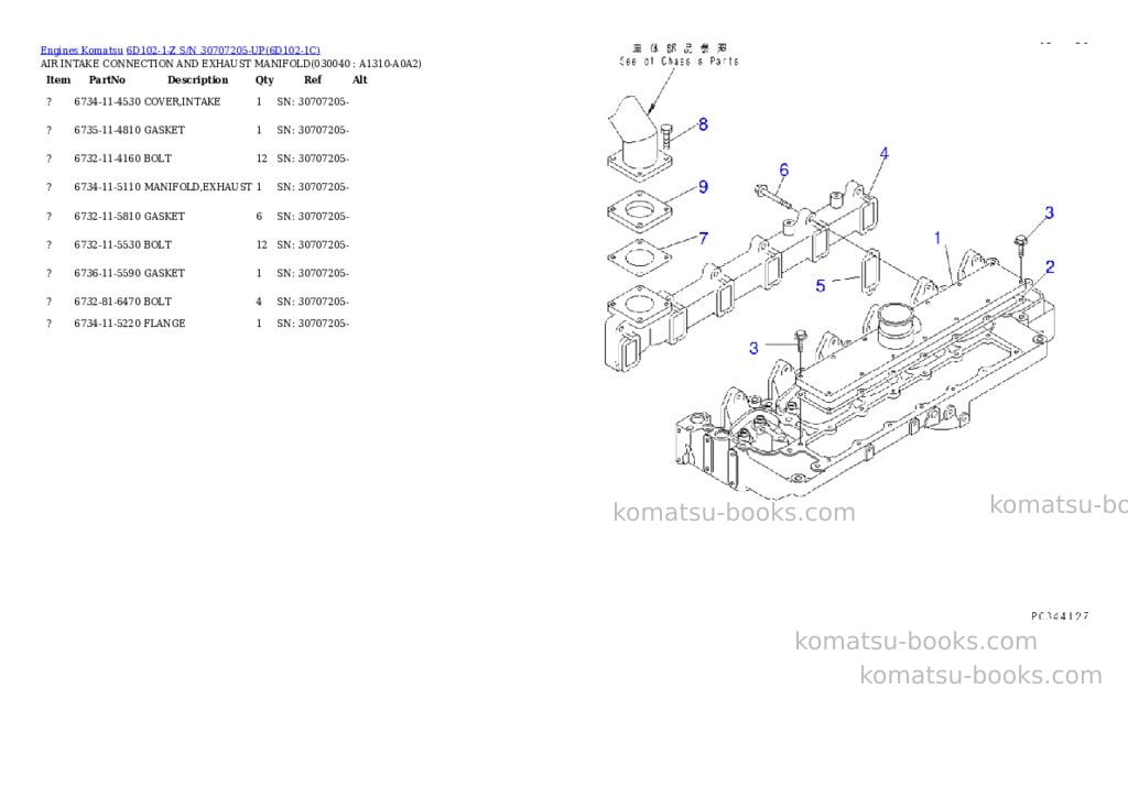 Komatsu 6d102-1-z s/n 30707205-up Parts catalog cover Page 3