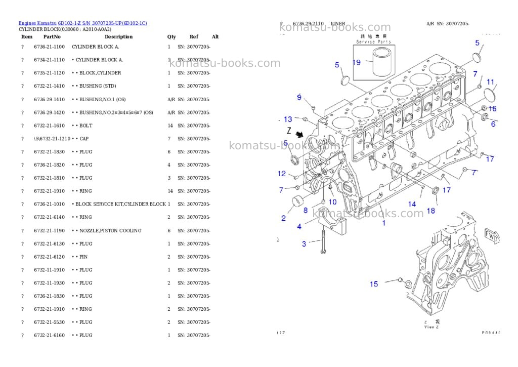 Komatsu 6d102-1-z s/n 30707205-up Parts catalog cover Page 5