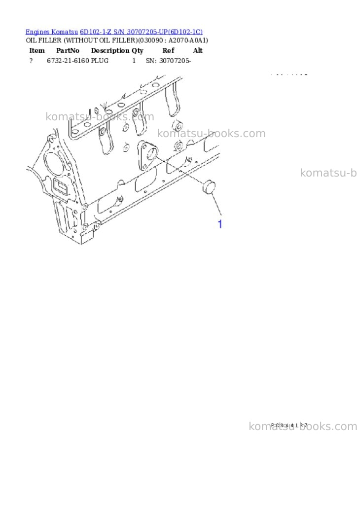 Komatsu 6d102-1-z s/n 30707205-up Parts catalog cover Page 8