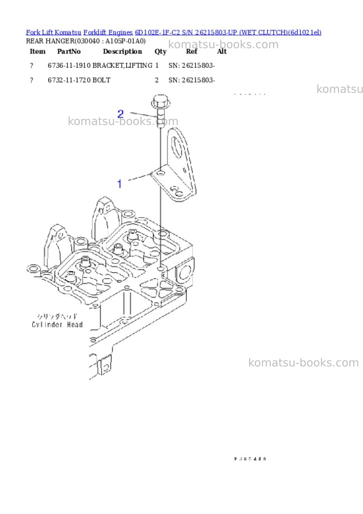 Komatsu 6d102e-1f-c2 s/n 26215803-up wet clutch Parts catalog cover Page 3 Komatsu 6d102e-1f-c2 s/n 26215803-up wet clutch Parts catalog cover Page 3