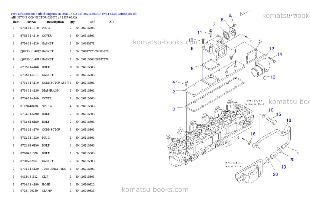 Komatsu 6d102e-1f-c2 s/n 26215803-up wet clutch Parts catalog cover Page 6 Komatsu 6d102e-1f-c2 s/n 26215803-up wet clutch Parts catalog cover Page 6