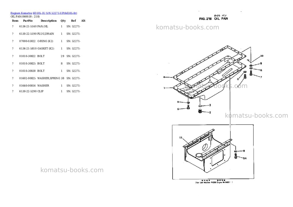 Komatsu 6D105-1U S/N 52271-UP Parts catalog cover Page 10 Komatsu 6D105-1U S/N 52271-UP Parts catalog cover Page 10
