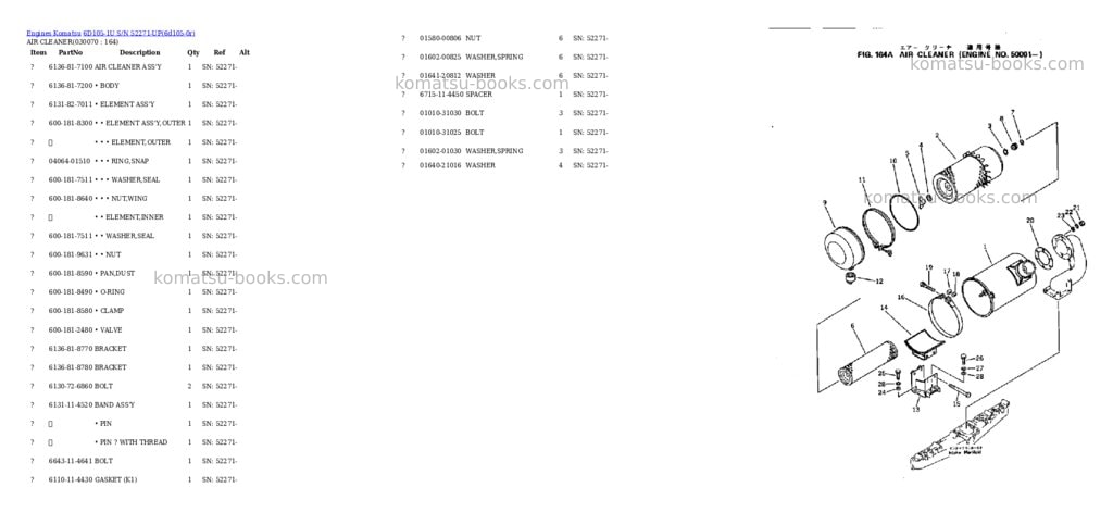 Komatsu 6D105-1U S/N 52271-UP Parts catalog cover Page 6 Komatsu 6D105-1U S/N 52271-UP Parts catalog cover Page 6