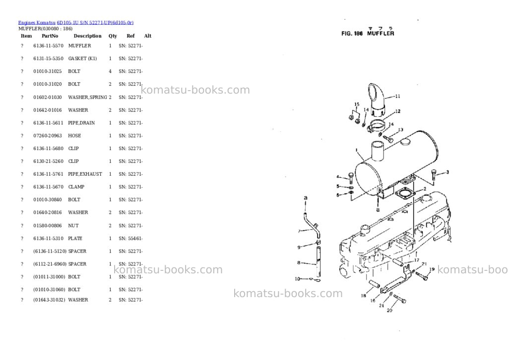 Komatsu 6D105-1U S/N 52271-UP Parts catalog cover Page 7 Komatsu 6D105-1U S/N 52271-UP Parts catalog cover Page 7