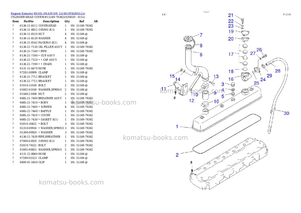 Komatsu 6D105-1M-AM S/N 15149-UP Parts catalog cover Page 2 Komatsu 6D105-1M-AM S/N 15149-UP Parts catalog cover Page 2