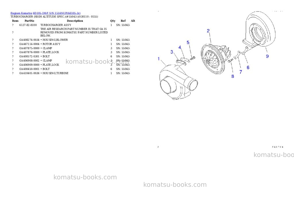 Komatsu 6d105-1m-f s/n 15149-up Parts catalog cover Page 10 Komatsu 6d105-1m-f s/n 15149-up Parts catalog cover Page 10