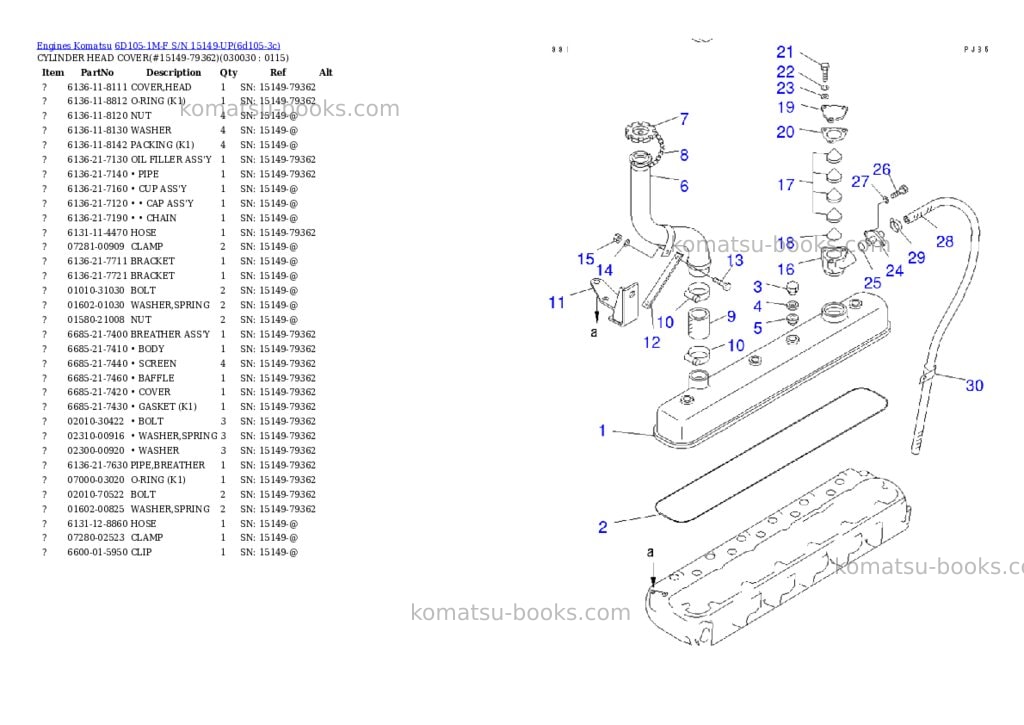 Komatsu 6d105-1m-f s/n 15149-up Parts catalog cover Page 2 Komatsu 6d105-1m-f s/n 15149-up Parts catalog cover Page 2