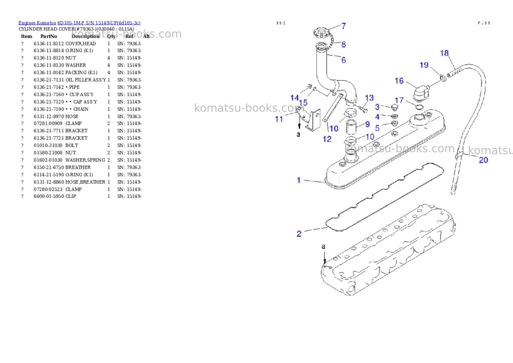 Komatsu 6d105-1m-f s/n 15149-up Parts catalog cover Page 3 Komatsu 6d105-1m-f s/n 15149-up Parts catalog cover Page 3
