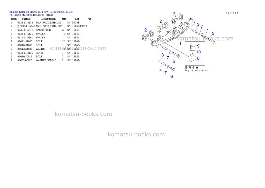 Komatsu 6d105-1m-f s/n 15149-up Parts catalog cover Page 8 Komatsu 6d105-1m-f s/n 15149-up Parts catalog cover Page 8
