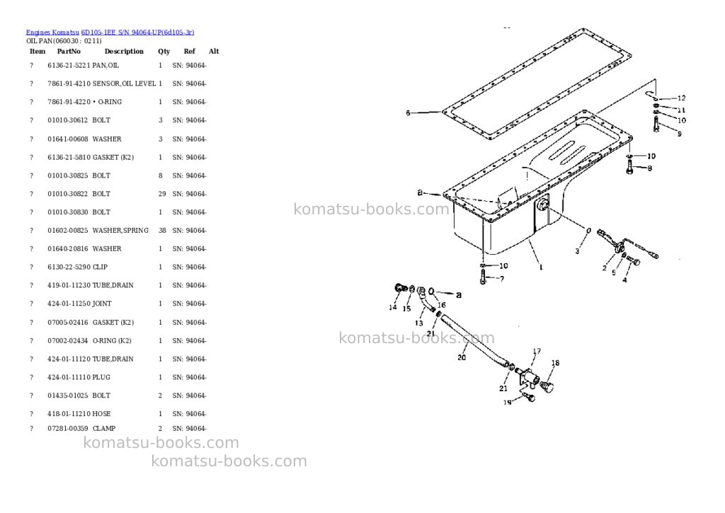 Komatsu 6d105-1ee s/n 94064-up Parts catalog cover Page 10 Komatsu 6d105-1ee s/n 94064-up Parts catalog cover Page 10