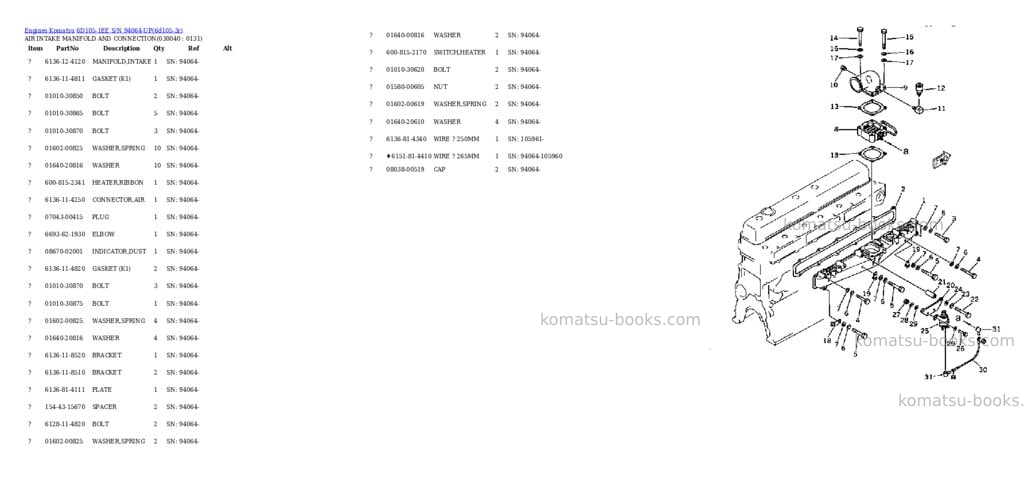 Komatsu 6d105-1ee s/n 94064-up Parts catalog cover Page 3 Komatsu 6d105-1ee s/n 94064-up Parts catalog cover Page 3