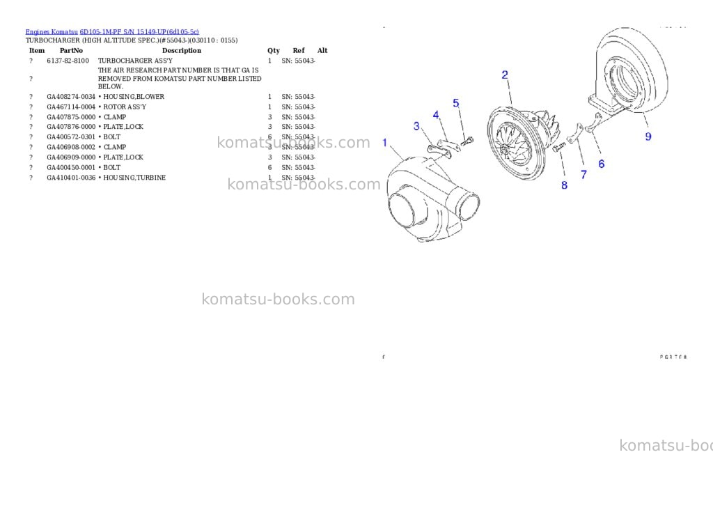 Komatsu 6D105-1M-PF S/N 15149-UP Parts catalog cover Page 10 Komatsu 6D105-1M-PF S/N 15149-UP Parts catalog cover Page 10