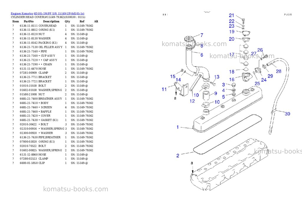 Komatsu 6D105-1M-PF S/N 15149-UP Parts catalog cover Page 2 Komatsu 6D105-1M-PF S/N 15149-UP Parts catalog cover Page 2