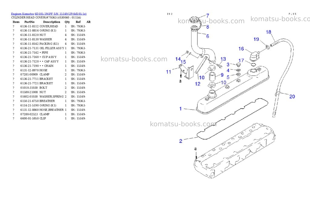 Komatsu 6D105-1M-PF S/N 15149-UP Parts catalog cover Page 3 Komatsu 6D105-1M-PF S/N 15149-UP Parts catalog cover Page 3
