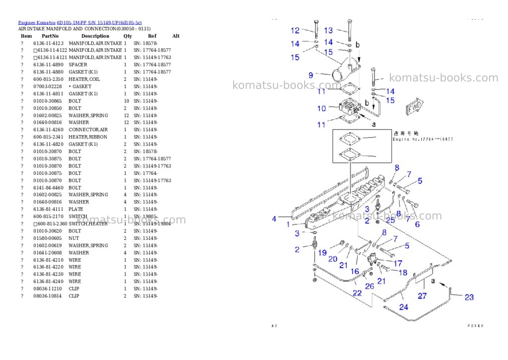 Komatsu 6D105-1M-PF S/N 15149-UP Parts catalog cover Page 4 Komatsu 6D105-1M-PF S/N 15149-UP Parts catalog cover Page 4