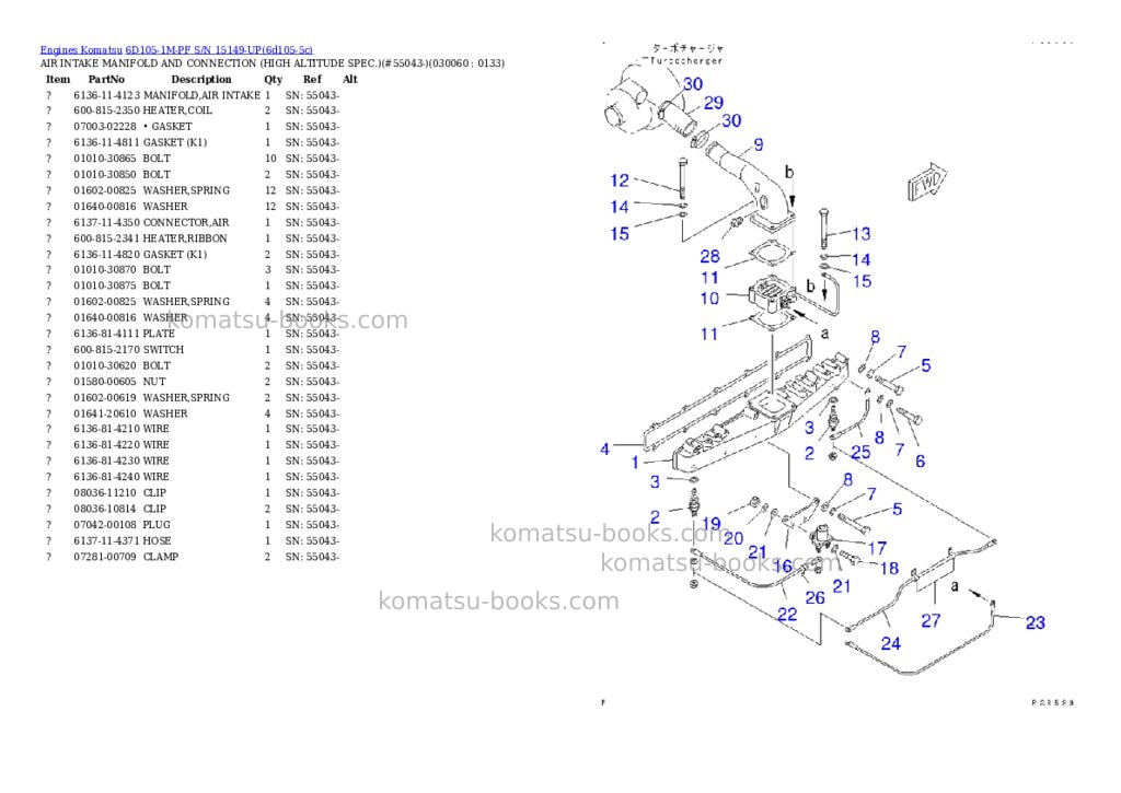 Komatsu 6D105-1M-PF S/N 15149-UP Parts catalog cover Page 5 Komatsu 6D105-1M-PF S/N 15149-UP Parts catalog cover Page 5