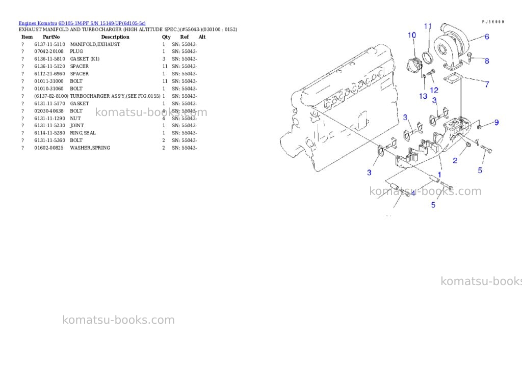Komatsu 6D105-1M-PF S/N 15149-UP Parts catalog cover Page 9 Komatsu 6D105-1M-PF S/N 15149-UP Parts catalog cover Page 9