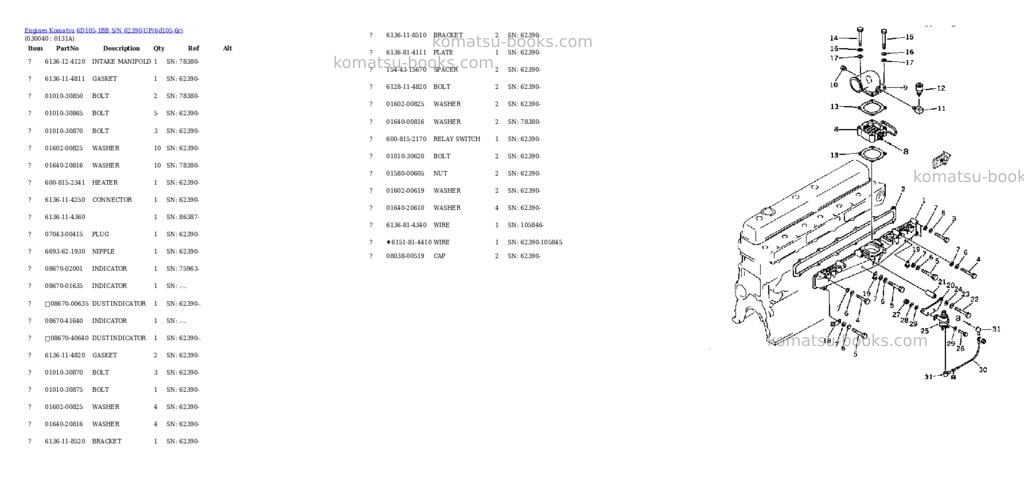 Komatsu 6D105-1BB S/N 62390-UP Parts catalog cover Page 3