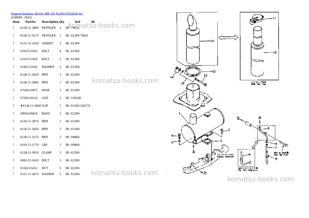 Komatsu 6D105-1BB S/N 62390-UP Parts catalog cover Page 7