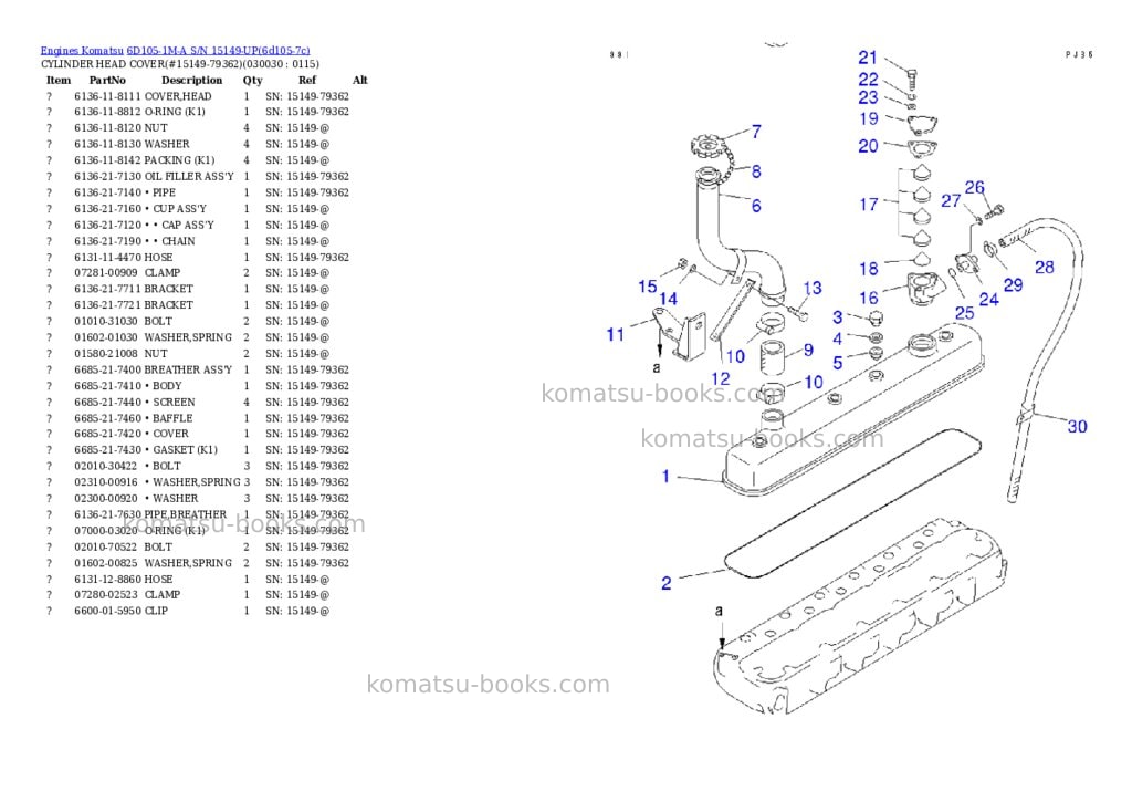 Komatsu 6D105-1M-A S/N 15149-UP Parts catalog cover Page 2 Komatsu 6D105-1M-A S/N 15149-UP Parts catalog cover Page 2