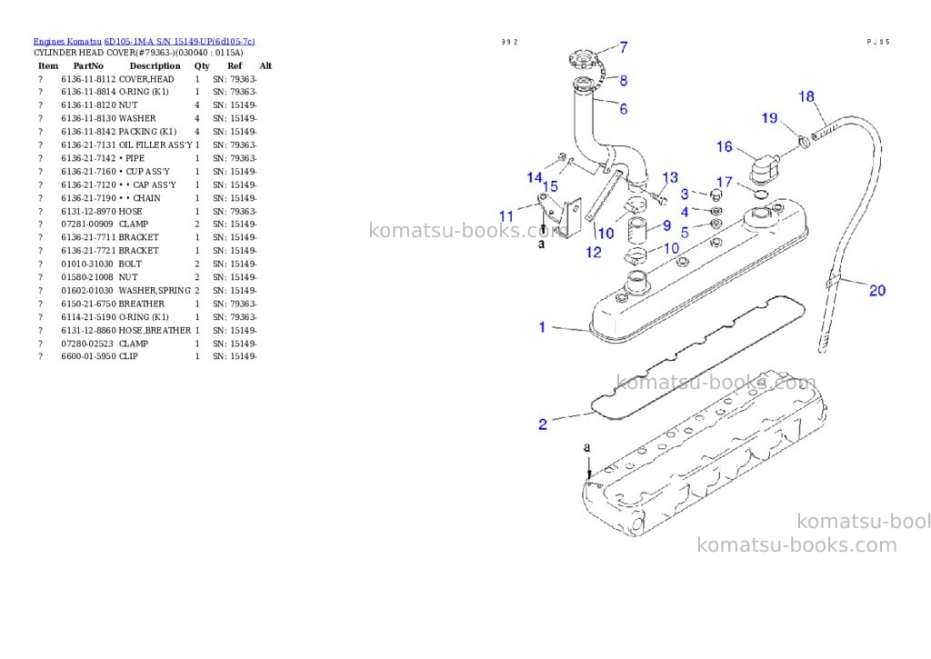 Komatsu 6D105-1M-A S/N 15149-UP Parts catalog cover Page 3 Komatsu 6D105-1M-A S/N 15149-UP Parts catalog cover Page 3
