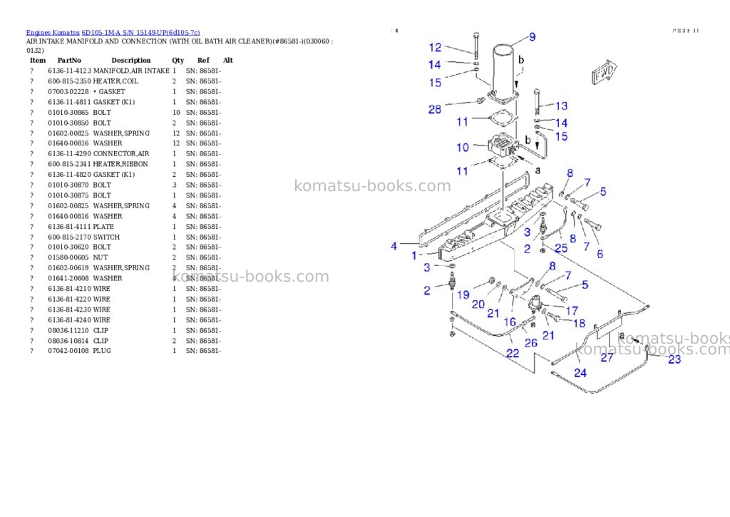 Komatsu 6D105-1M-A S/N 15149-UP Parts catalog cover Page 5 Komatsu 6D105-1M-A S/N 15149-UP Parts catalog cover Page 5