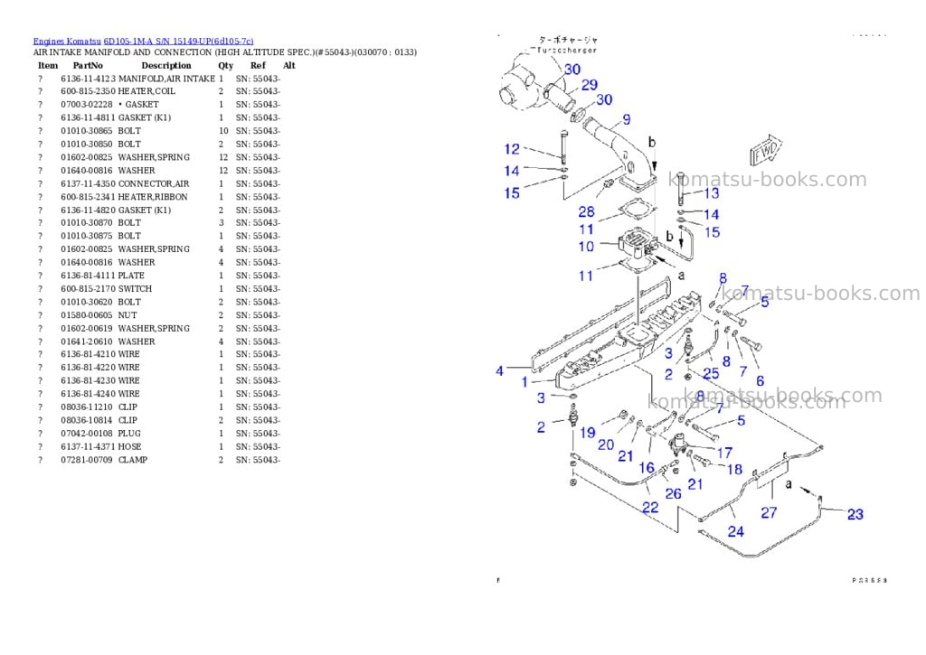 Komatsu 6D105-1M-A S/N 15149-UP Parts catalog cover Page 6 Komatsu 6D105-1M-A S/N 15149-UP Parts catalog cover Page 6