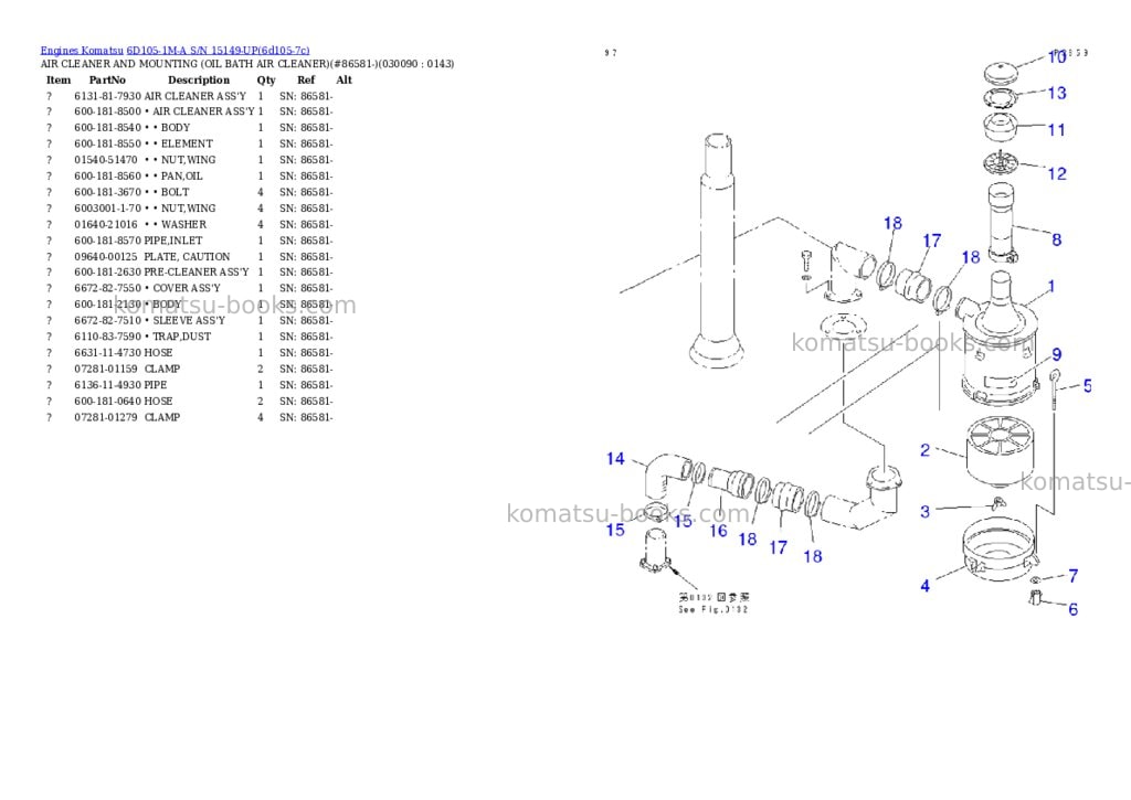 Komatsu 6D105-1M-A S/N 15149-UP Parts catalog cover Page 8 Komatsu 6D105-1M-A S/N 15149-UP Parts catalog cover Page 8