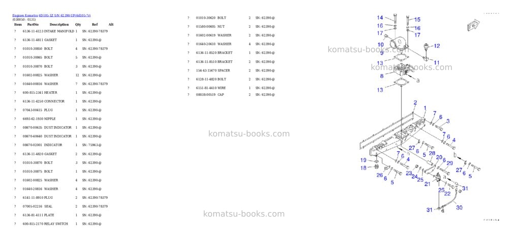 Komatsu 6D105-1Z S/N 62390-UP Parts catalog cover Page 4 Komatsu 6D105-1Z S/N 62390-UP Parts catalog cover Page 4