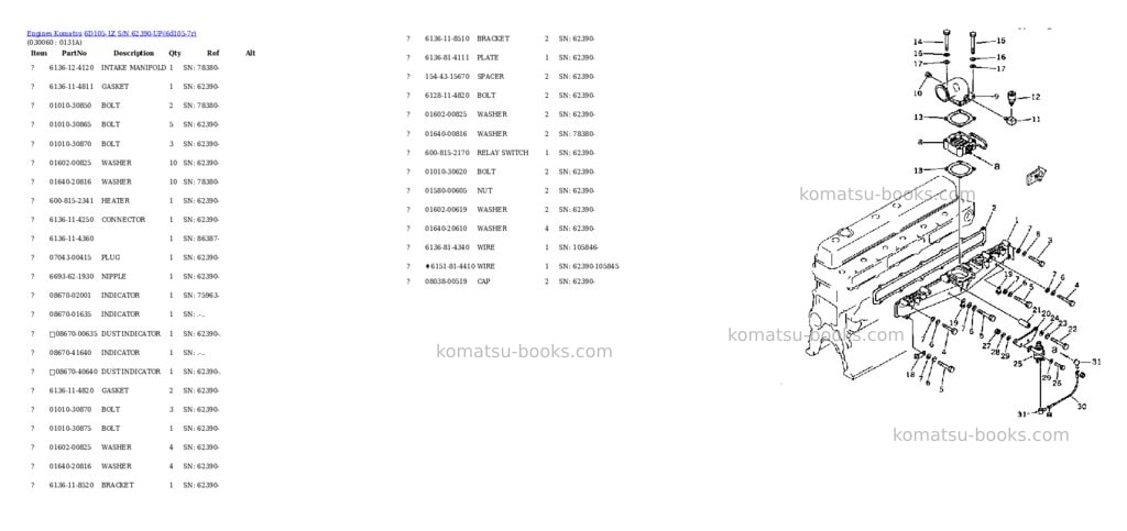 Komatsu 6D105-1Z S/N 62390-UP Parts catalog cover Page 5 Komatsu 6D105-1Z S/N 62390-UP Parts catalog cover Page 5