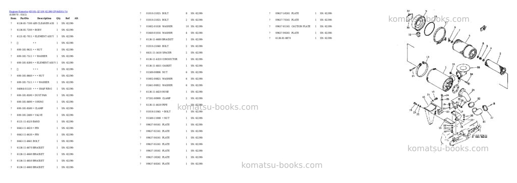 Komatsu 6D105-1Z S/N 62390-UP Parts catalog cover Page 6 Komatsu 6D105-1Z S/N 62390-UP Parts catalog cover Page 6