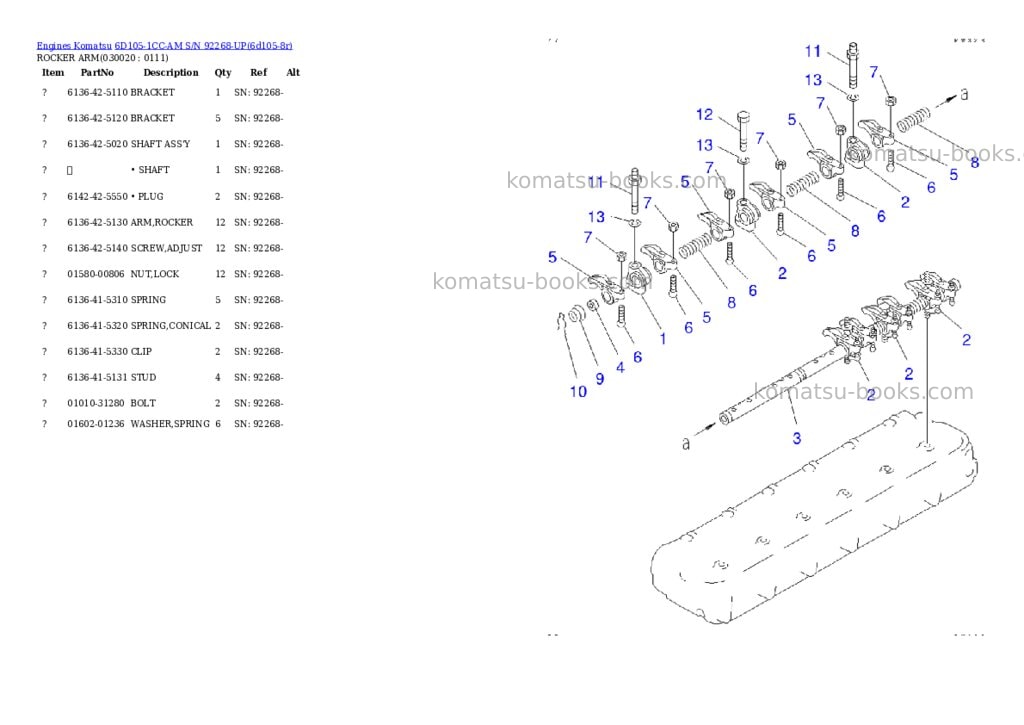 Komatsu 6d105-1cc-am s/n 92268-up Parts catalog cover Komatsu 6d105-1cc-am s/n 92268-up Parts catalog cover