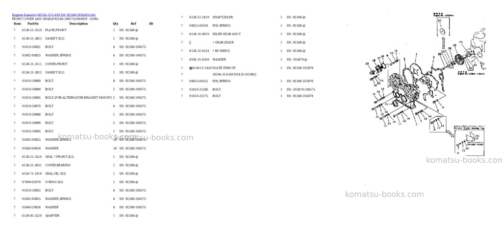 Komatsu 6d105-1cc-am s/n 92268-up Parts catalog cover Page 9 Komatsu 6d105-1cc-am s/n 92268-up Parts catalog cover Page 9