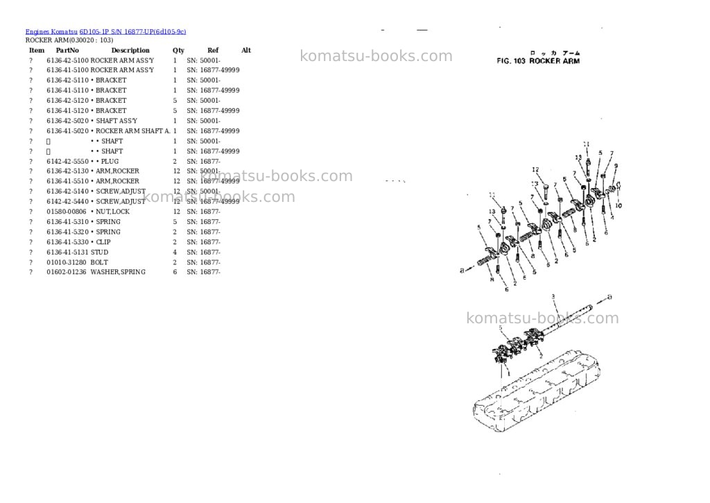 Komatsu 6d105-1p s/n 16877-up Parts catalog cover Komatsu 6d105-1p s/n 16877-up Parts catalog cover