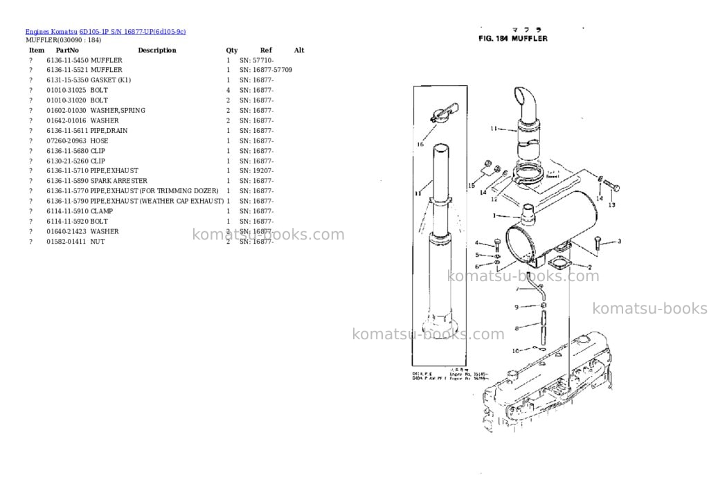 Komatsu 6d105-1p s/n 16877-up Parts catalog cover Page 8 Komatsu 6d105-1p s/n 16877-up Parts catalog cover Page 8