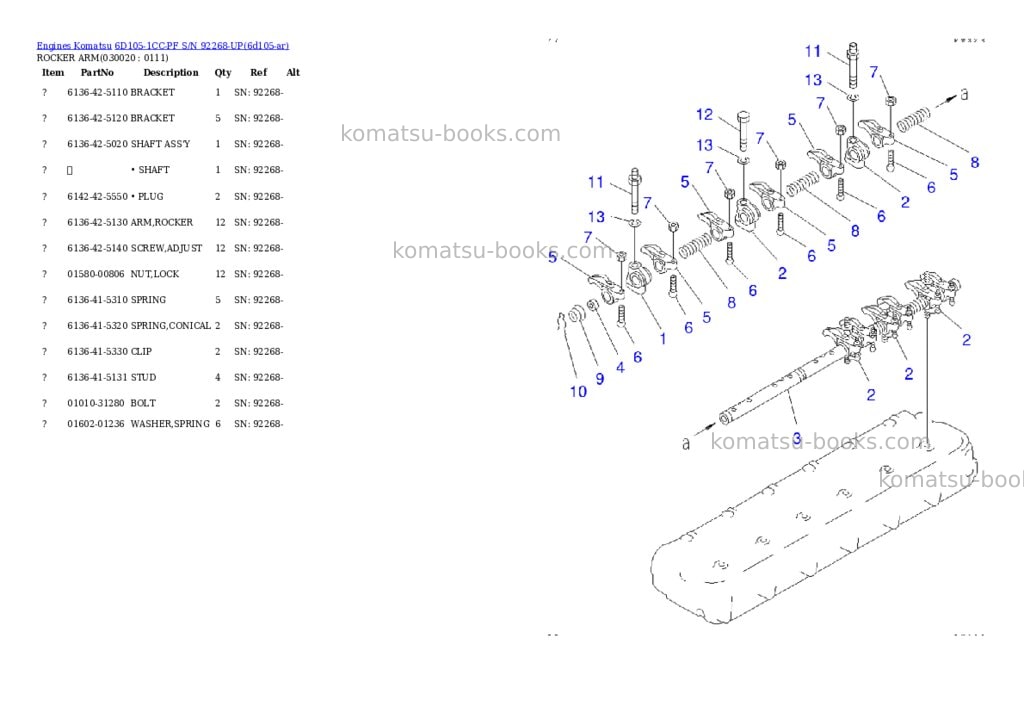 Komatsu 6d105-1cc-pf s/n 92268-up Parts catalog cover