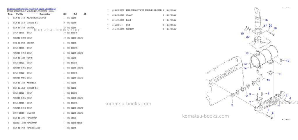 Komatsu 6d105-1cc-pf s/n 92268-up Parts catalog cover Page 7