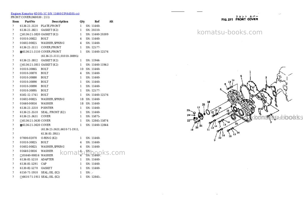 Komatsu 6d105-1c s/n 11460-up Parts catalog cover Page 10 Komatsu 6d105-1c s/n 11460-up Parts catalog cover Page 10