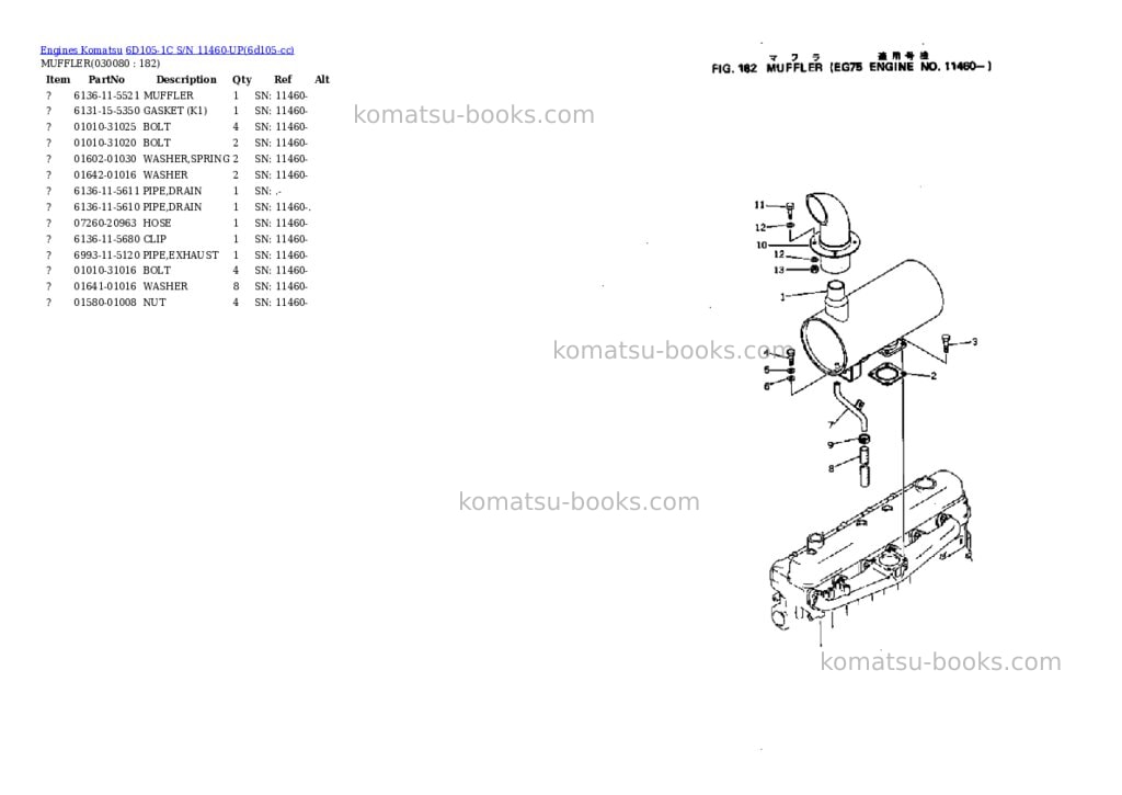 Komatsu 6d105-1c s/n 11460-up Parts catalog cover Page 7 Komatsu 6d105-1c s/n 11460-up Parts catalog cover Page 7