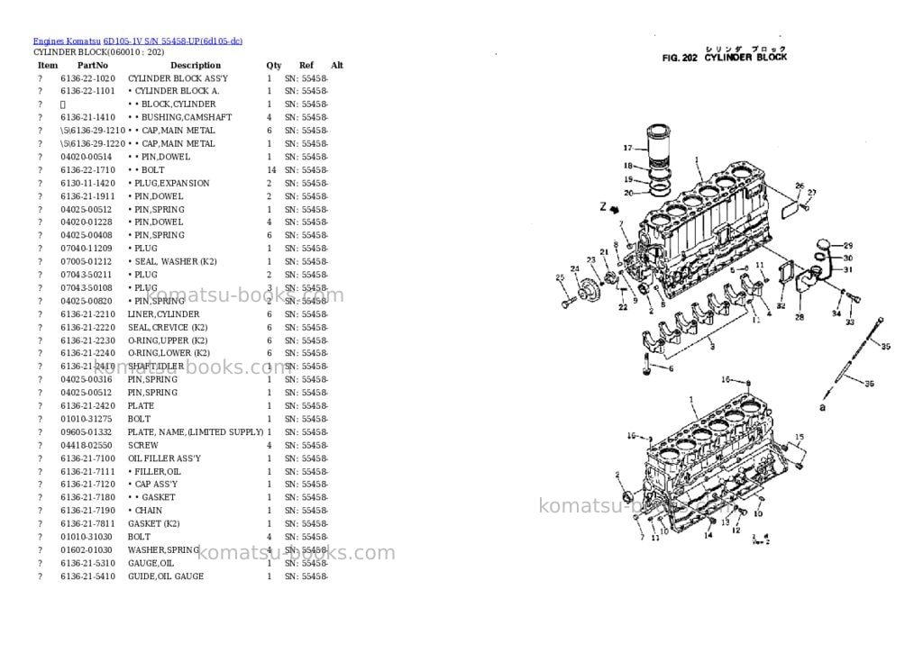 Komatsu 6d105-1v s/n 55458-up Parts catalog cover Page 8 Komatsu 6d105-1v s/n 55458-up Parts catalog cover Page 8