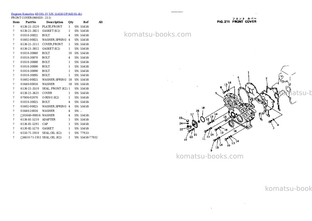 Komatsu 6d105-1v s/n 55458-up Parts catalog cover Page 9 Komatsu 6d105-1v s/n 55458-up Parts catalog cover Page 9